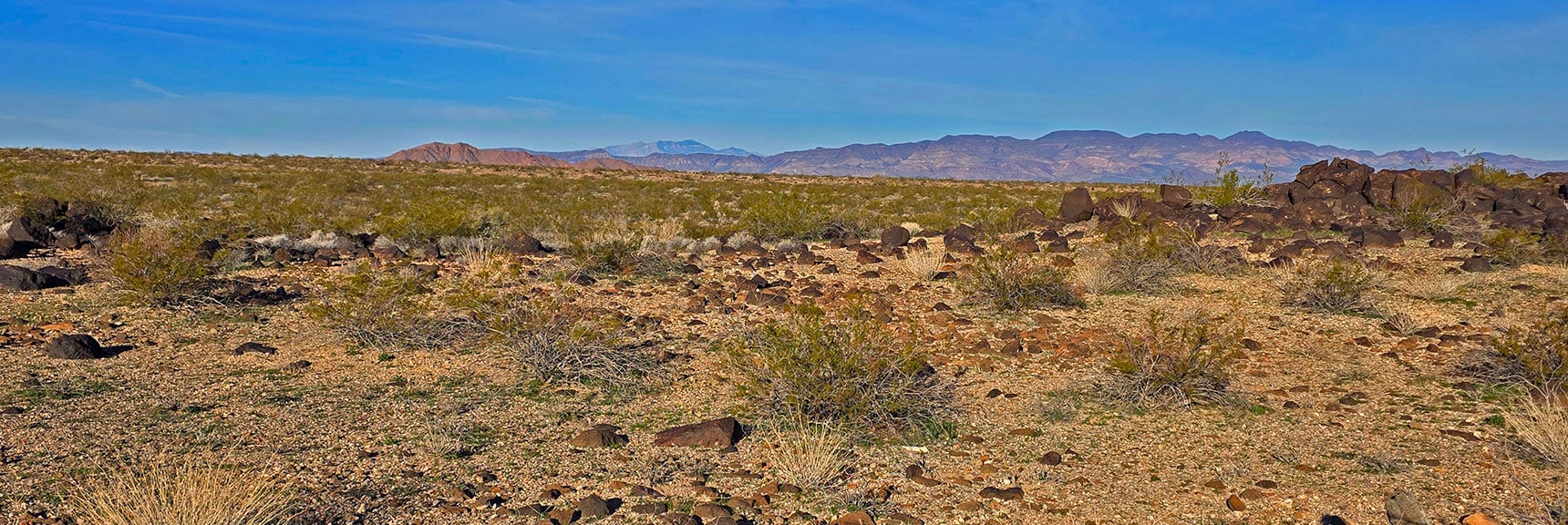 View Back to Start Point to Left of Distant S McCullough Mts. | Mohave Overlook | Eldorado Wilderness, Nevada