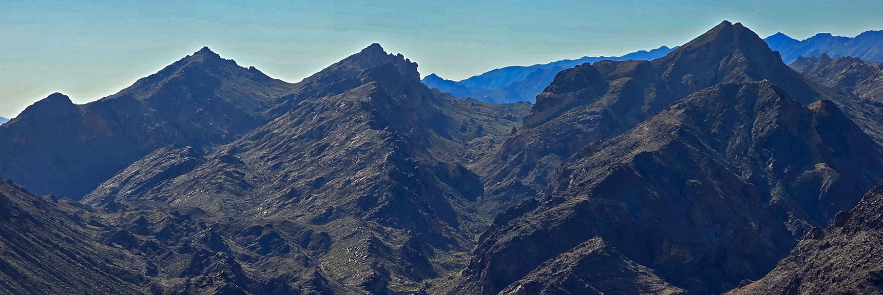 Left to Right: Mts. Stalker & Stocker; Lonesome Peak-Eldorado High Point | Mohave Overlook | Eldorado Wilderness, Nevada