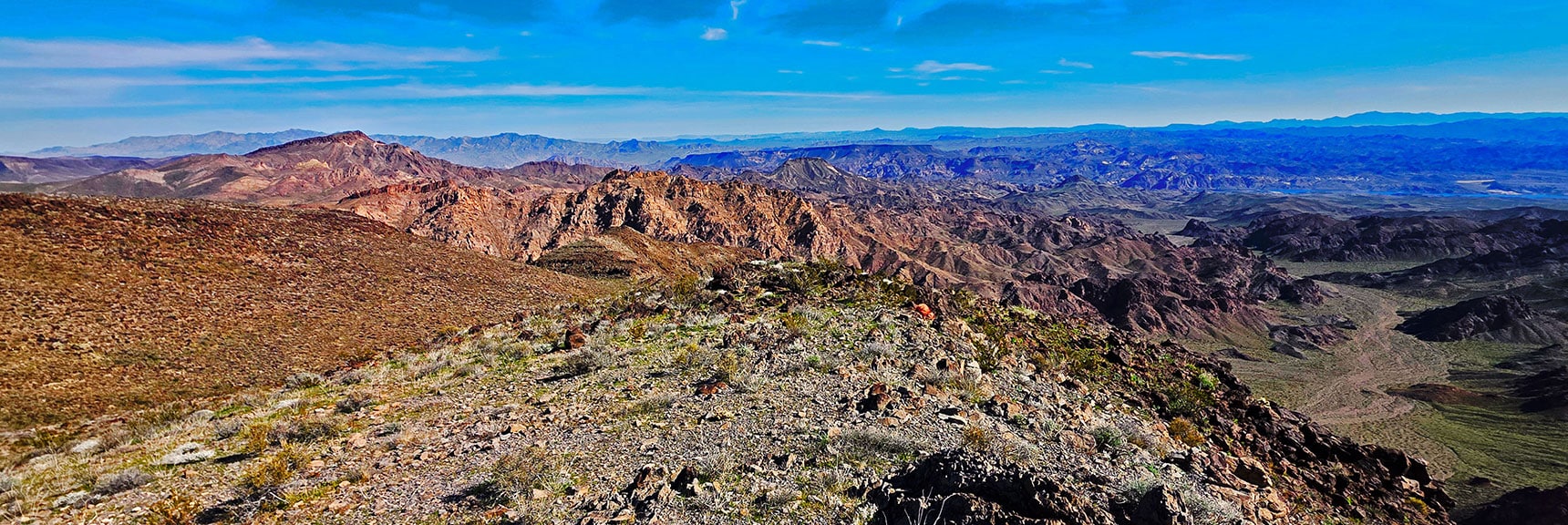 Forlorn Lonesome Peak (left); Malpais Mesa & Lonesome Wash (right) | Mohave Overlook | Eldorado Wilderness, Nevada