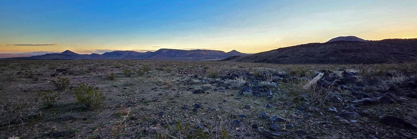 East Toward Peeper Benchmark (right); Ridgeline to Circle, Pilot Mesa and Cone. | Lonesome Wash to the Colorado River | Eldorado Wilderness, Nevada