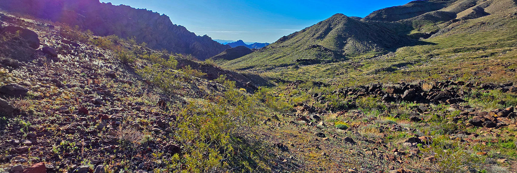 Arrival in Descent Gully. Clean Obstacle-Free Shot to Colorado River! | Lonesome Wash to the Colorado River | Eldorado Wilderness, Nevada