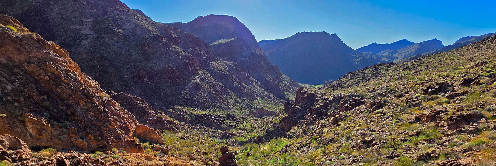 Wash Entrance Channel is Steep & Rocky, But Careful Walk Does It. | Lonesome Wash Upper Entrance | Eldorado Wilderness, Nevada