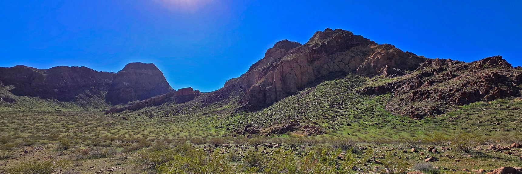 Peak 3320 on Right Has Beautiful Canyons on Either Side. | Lonesome Wash Upper Entrance | Eldorado Wilderness, Nevada
