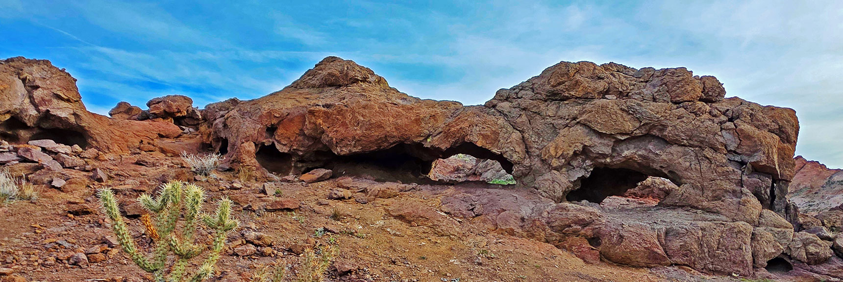 Another View of the Small Arches, in Techatticup / Bridge Spring Wash | Nelson Benchmark | Eldorado Wilderness, Nevada
