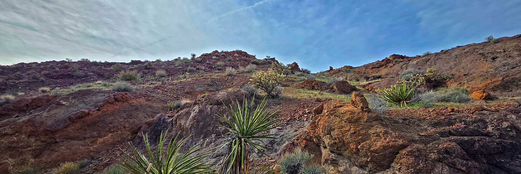 At the Leaning Rock Turn Right, Begin Ascending the Approach Ridge | Nelson Benchmark | Eldorado Wilderness, Nevada