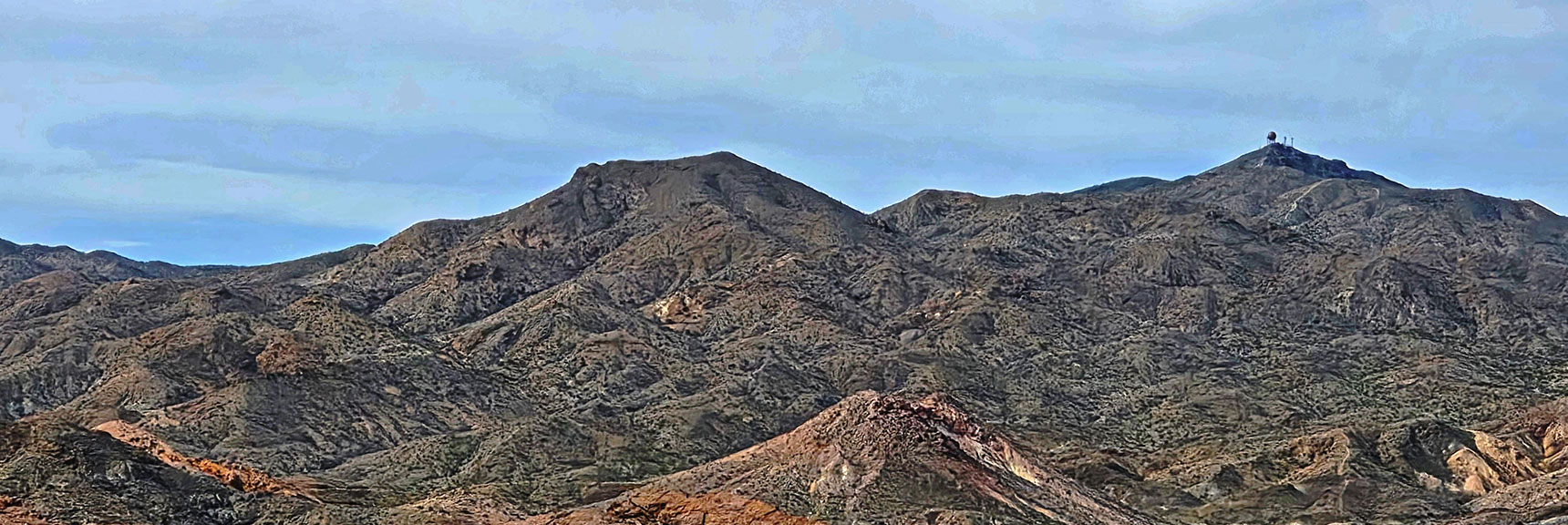 Closer View of Opal Peak with Communications Towers | Nelson Benchmark | Eldorado Wilderness, Nevada