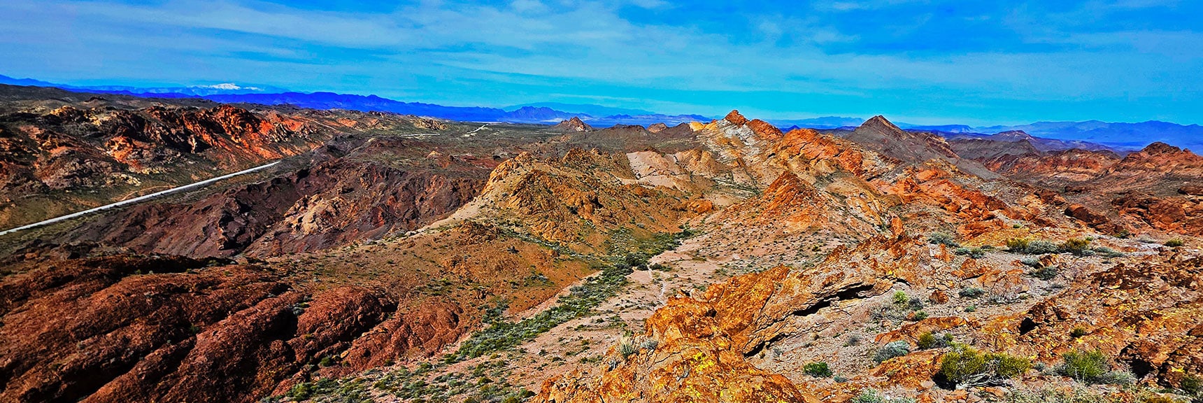 Ready to Descend Across Valley Below Back to Techatticup Wash | Nelson Benchmark | Eldorado Wilderness, Nevada