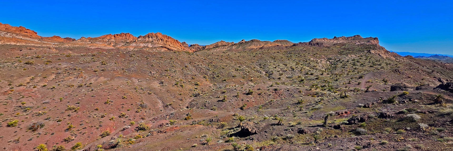Nelson Benchmark (right); Lowest Point in Its Ridge is Location of Arch. | Murl Emery Arch | Eldorado Wilderness, Nevada
