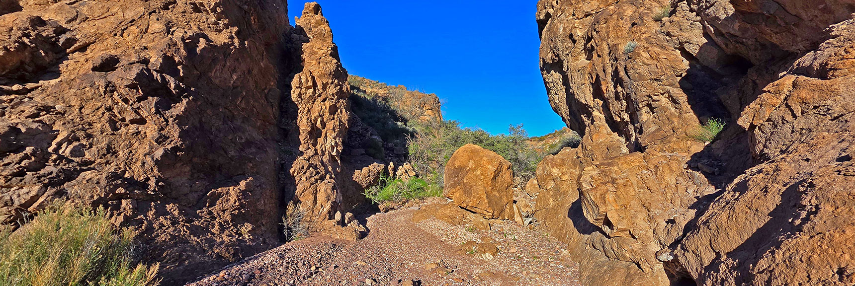Entering Techatticup Wash Narrows Just Above Murl Emery Arch. | Murl Emery Arch | Eldorado Wilderness, Nevada