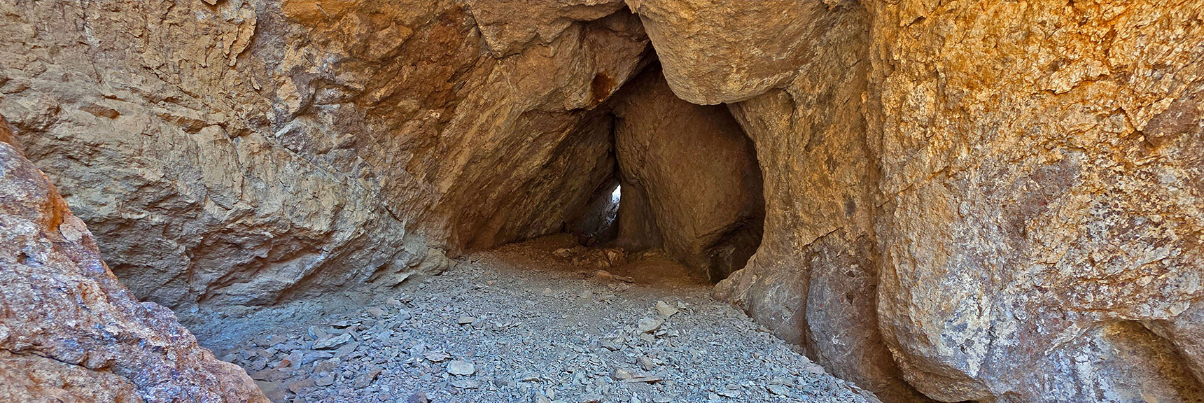 Once in Arch Cave It's Clear There's an Opening at the Far End! | Murl Emery Arch | Eldorado Wilderness, Nevada