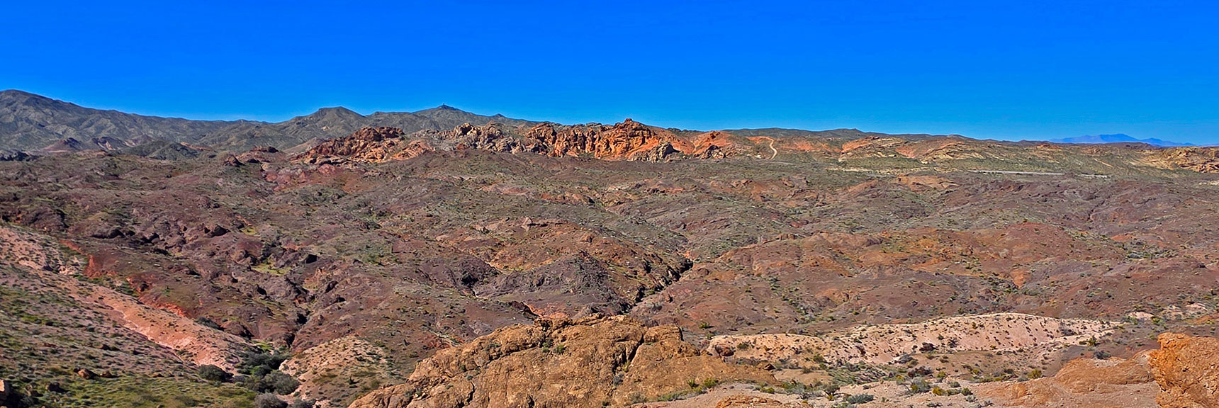 View West Toward Hwy 165. Miner's Road Across Hwy Marks Your Starting Point. | Murl Emery Arch | Eldorado Wilderness, Nevada