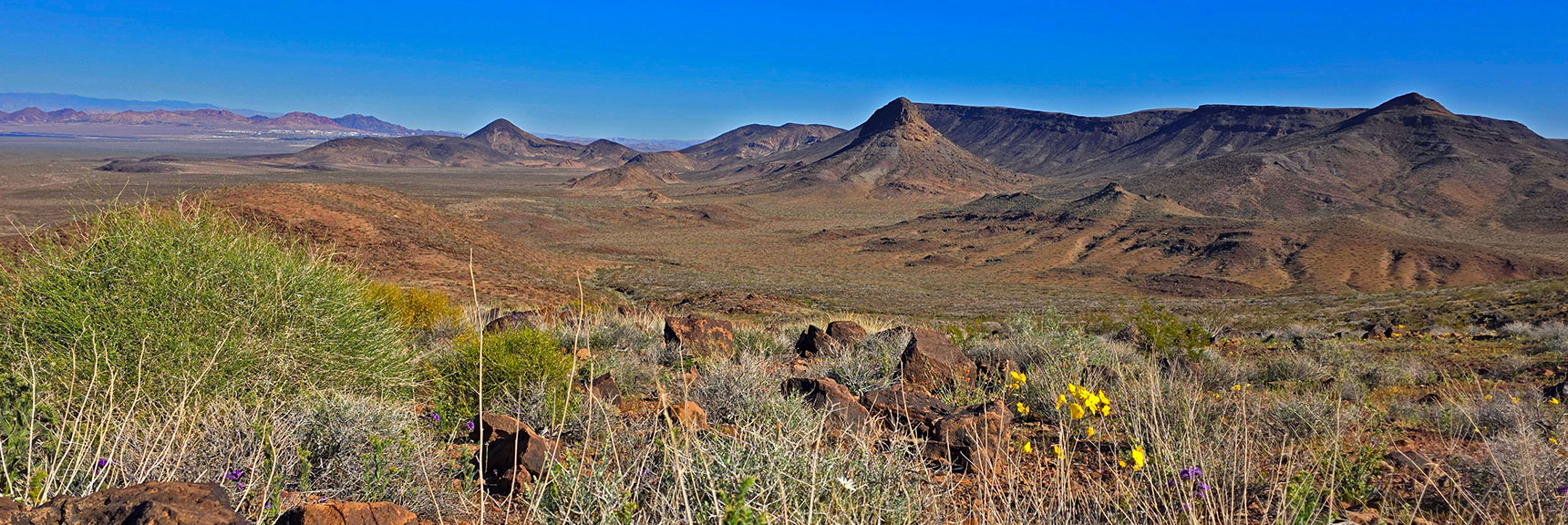 Same Peaks from Higher on Peeper N Approach Slope | Pilot Cone | Pilot Mesa | Peeper Benchmark | Eldorado Wilderness, Nevada