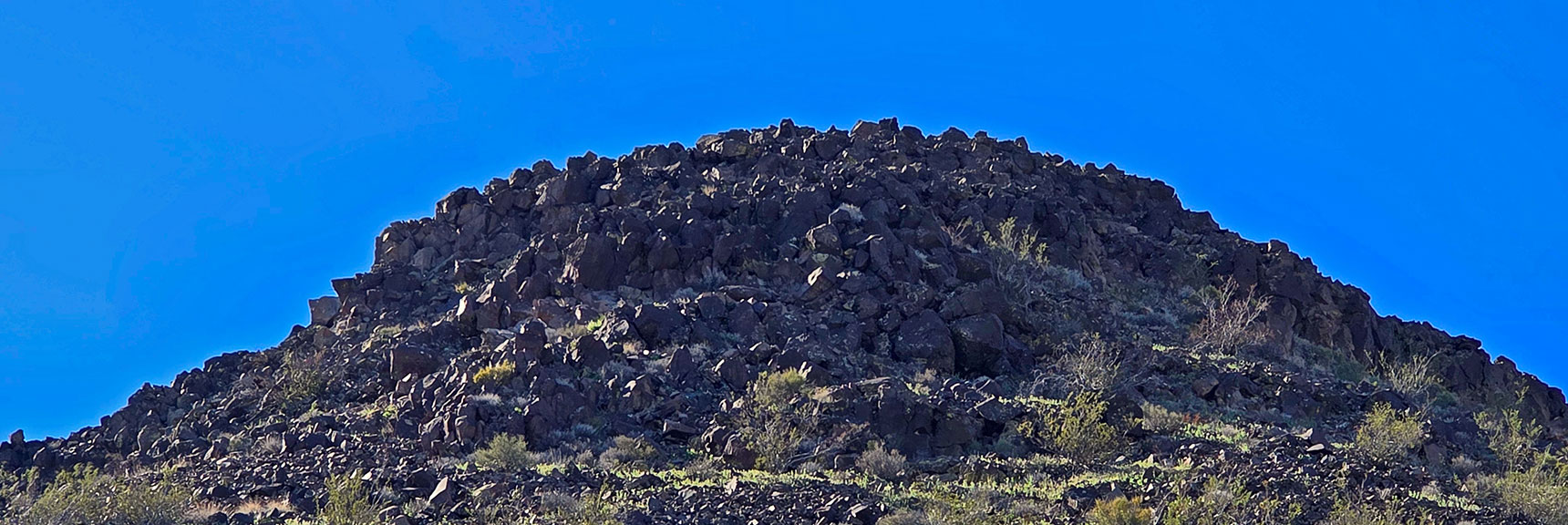 N Summit Rocky Headwall. Not Hard to Climb, But I Circled on Left (East) | Pilot Cone | Pilot Mesa | Peeper Benchmark | Eldorado Wilderness, Nevada