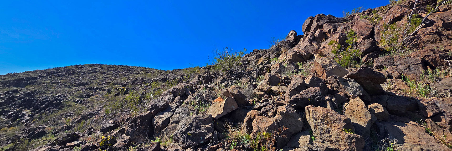 Rounded East Side of North Summit, Now True South Summit is Visible (left)! | Pilot Cone | Pilot Mesa | Peeper Benchmark | Eldorado Wilderness, Nevada