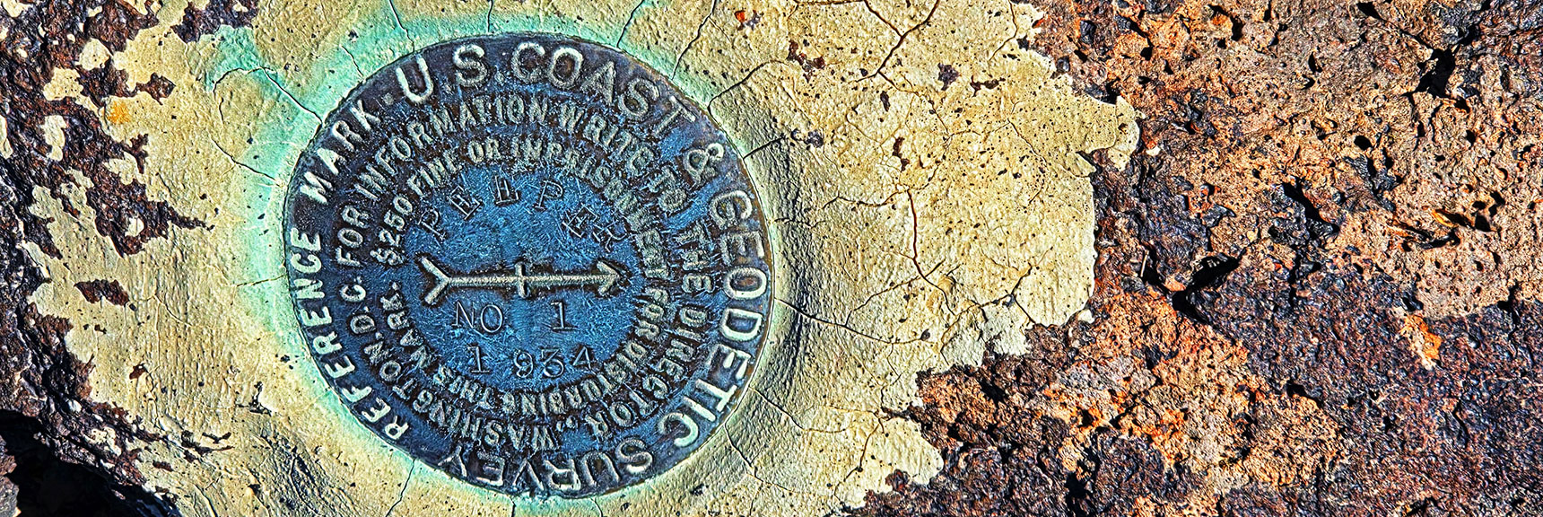 Geodetic Survey Marker N0 1 (1934) on South Summit | Pilot Cone | Pilot Mesa | Peeper Benchmark | Eldorado Wilderness, Nevada