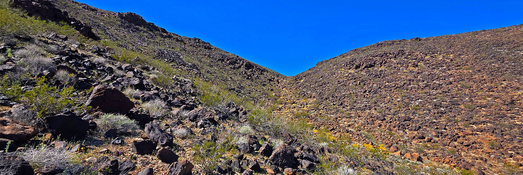 A More Gradual Approach is Clogged with Boulders. Take the SE Slope | Pilot Cone | Pilot Mesa | Peeper Benchmark | Eldorado Wilderness, Nevada