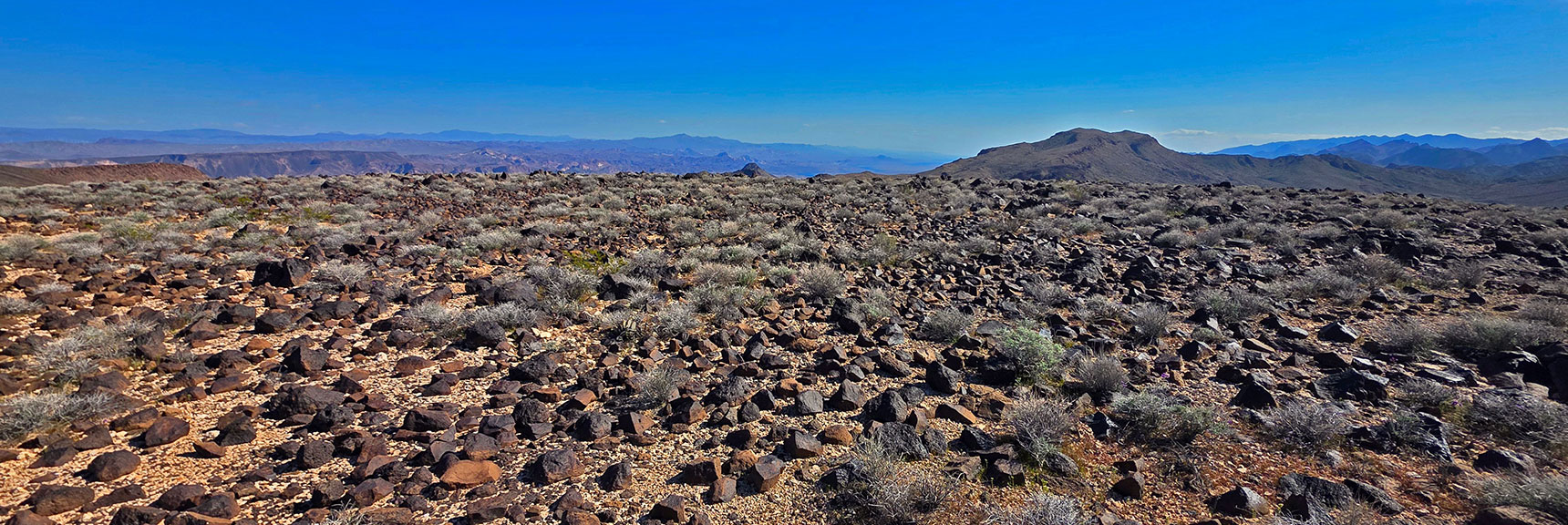 View Back South Across Pilot Mesa Summit to Forlorn Hope Peak | Pilot Cone | Pilot Mesa | Peeper Benchmark | Eldorado Wilderness, Nevada