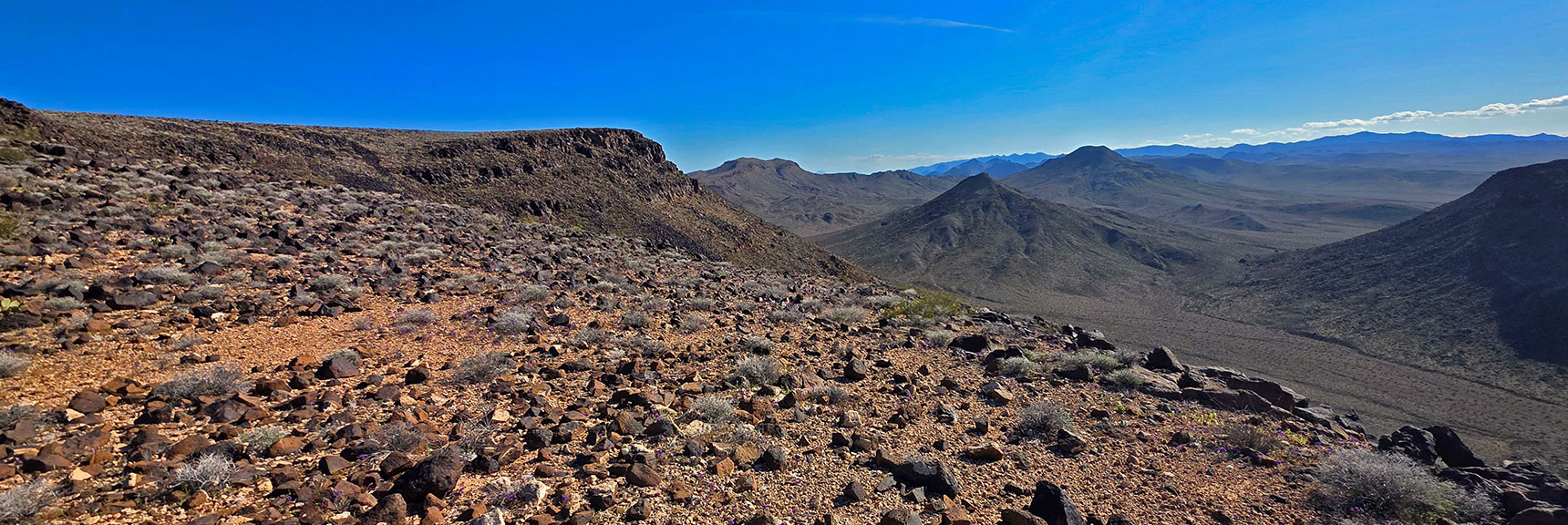 Note the Vertical Headwall Guarding Most of the Western Summit | Pilot Cone | Pilot Mesa | Peeper Benchmark | Eldorado Wilderness, Nevada