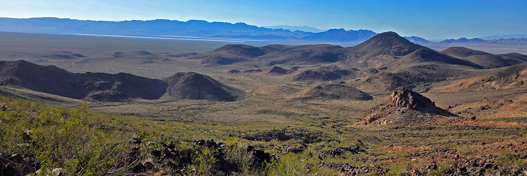Pilot Cone (right) Seen from Saddle Descent Gully | Pilot Cone | Pilot Mesa | Peeper Benchmark | Eldorado Wilderness, Nevada