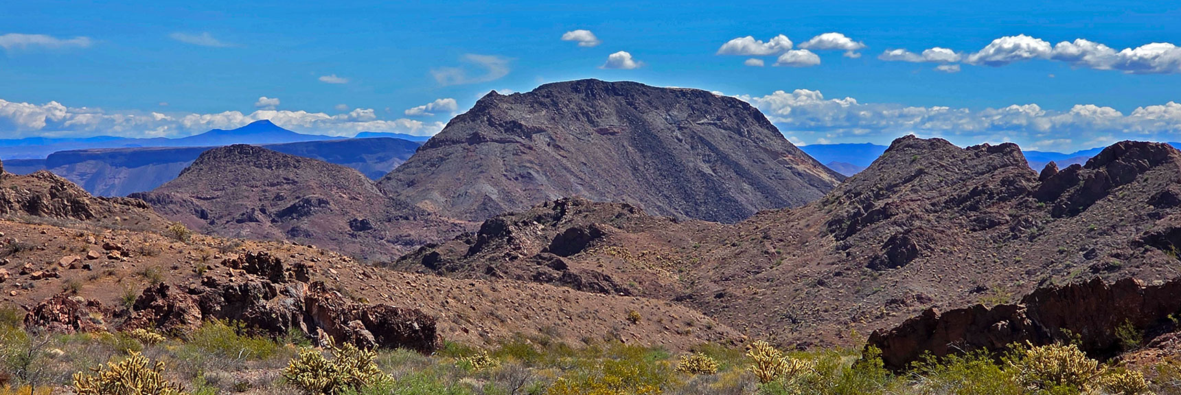 Larger View of Peak 2720. Drab from West, Beautiful Calico Cone from South | Forlorn Hope Peak South and Peak 2720 West, Eldorado Wilderness, Nevada