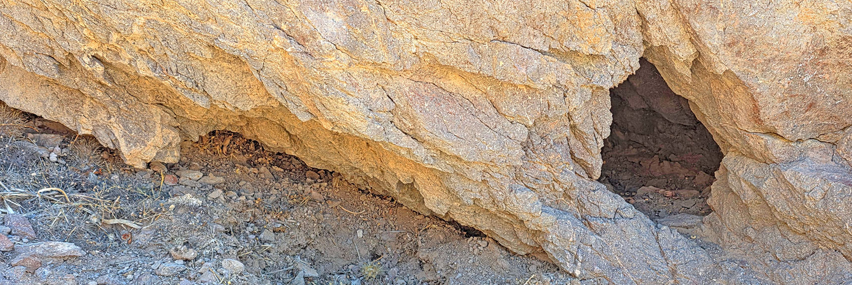 Rested in Shade of This Boulder. What Lives in That Cavelet?!!! | Forlorn Hope Peak South and Peak 2720 West, Eldorado Wilderness, Nevada