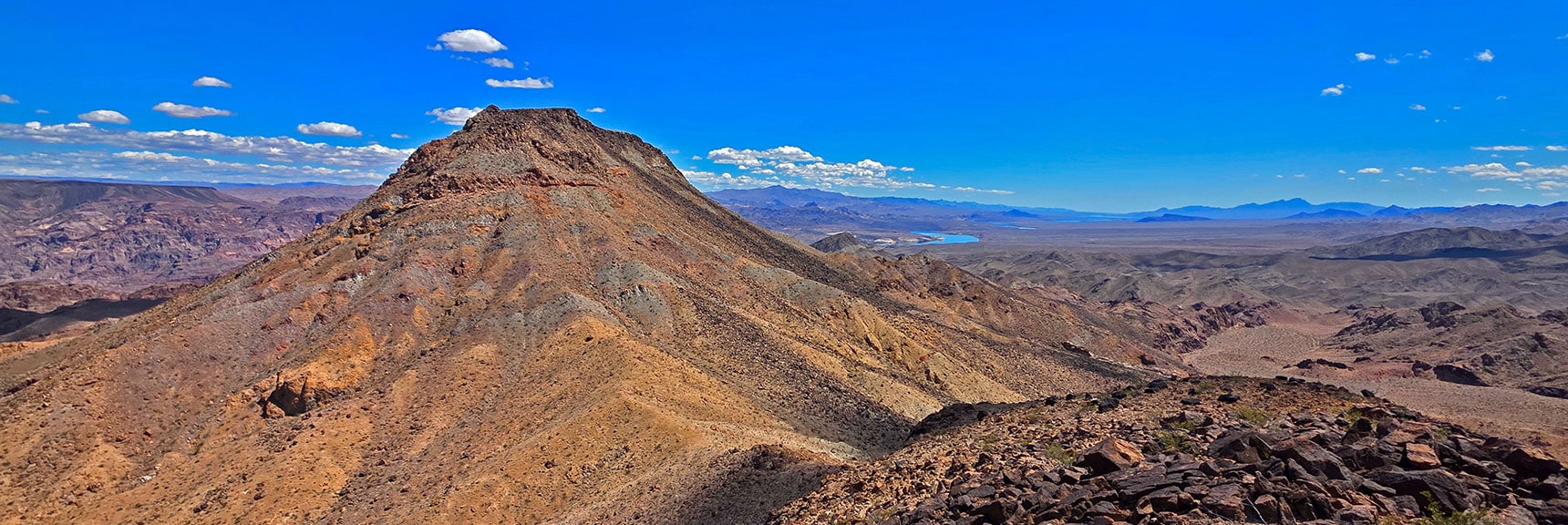 Peak 2720 from West Ridge Summit. Would Cross Steep Saddle to Approach Slope | Forlorn Hope Peak South and Peak 2720 West, Eldorado Wilderness, Nevada