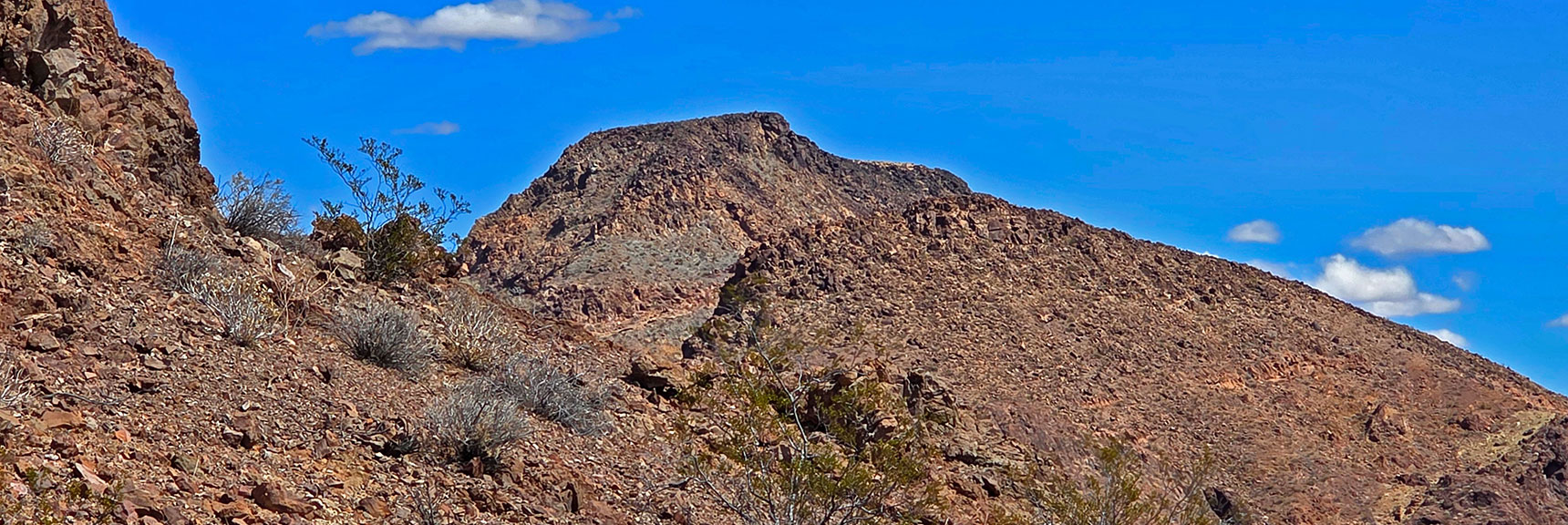 View Back to Peak 2720 Shows Potential North Summit Approaches | Forlorn Hope Peak South and Peak 2720 West, Eldorado Wilderness, Nevada