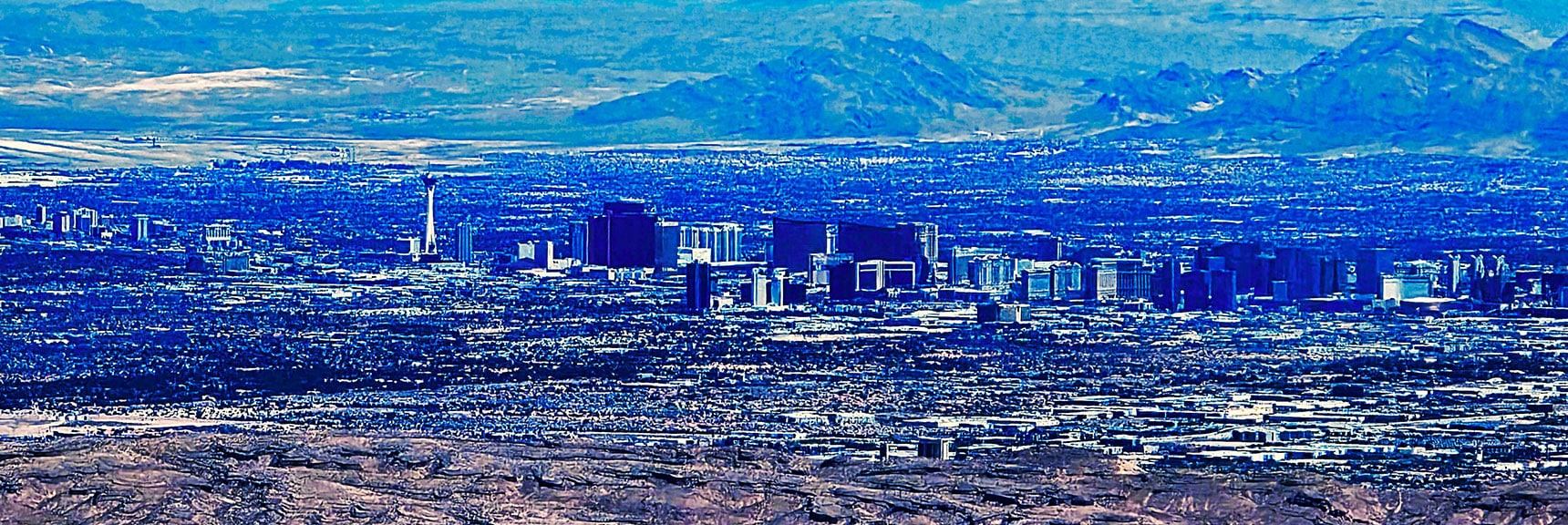 Las Vegas Strip Seen Once You've Left the Gully to Ascend the Ridge | Carole Lombard Plane Crash Site | Potosi Mountain, Nevada