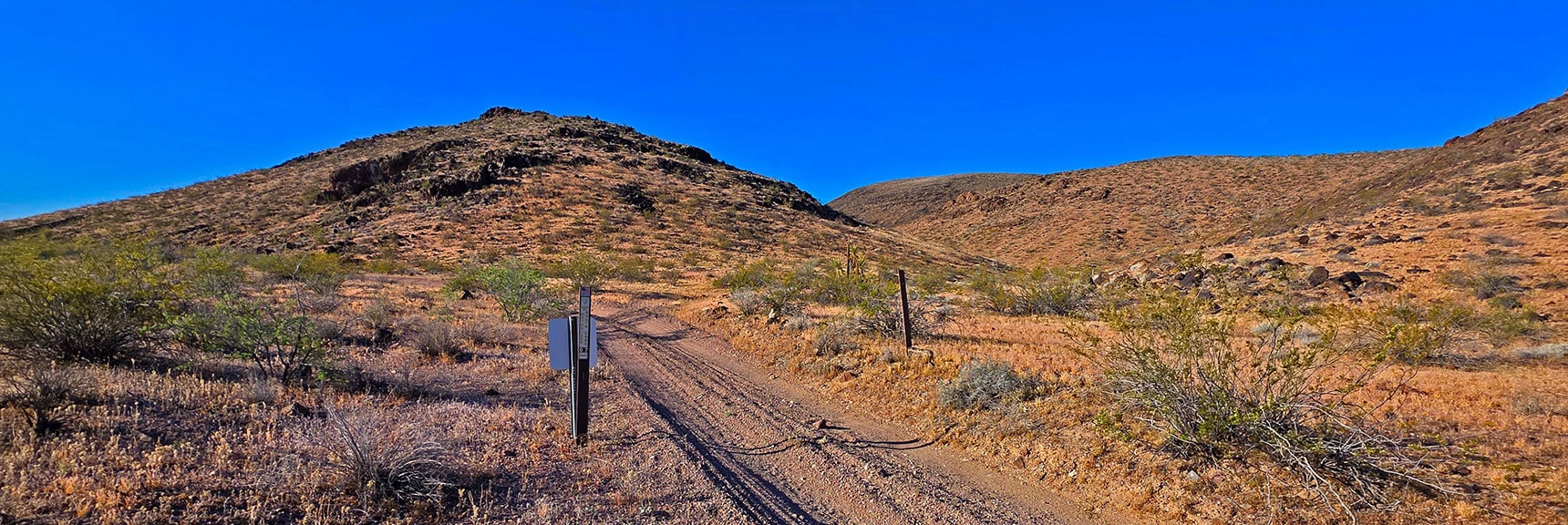 Turn Right Off Road F Toward Descent Gully After Crossing 3mi Open Desert | Peak 2720 aka Calicone Peak | Eldorado Wilderness, Nevada