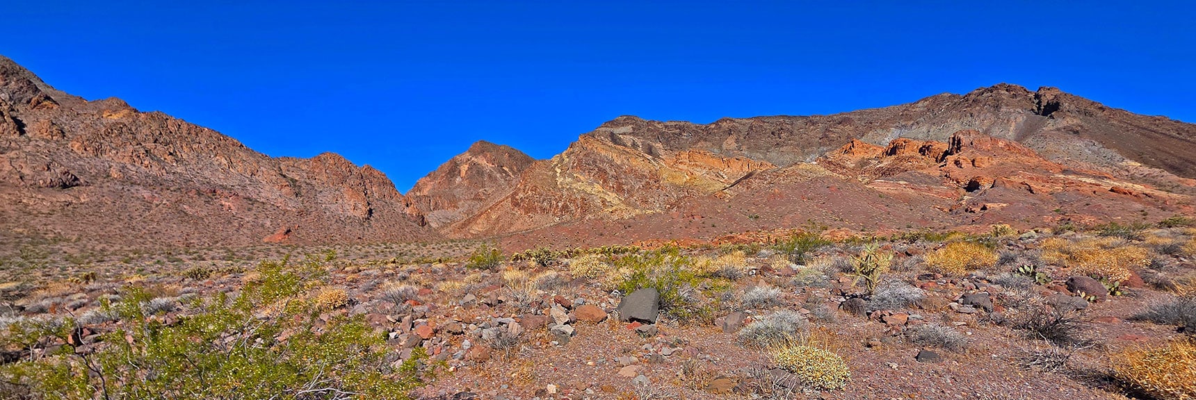 View Up Lonesome Wash To Lonesome Wash Overlook Mesa | Peak 2720 aka Calicone Peak | Eldorado Wilderness, Nevada