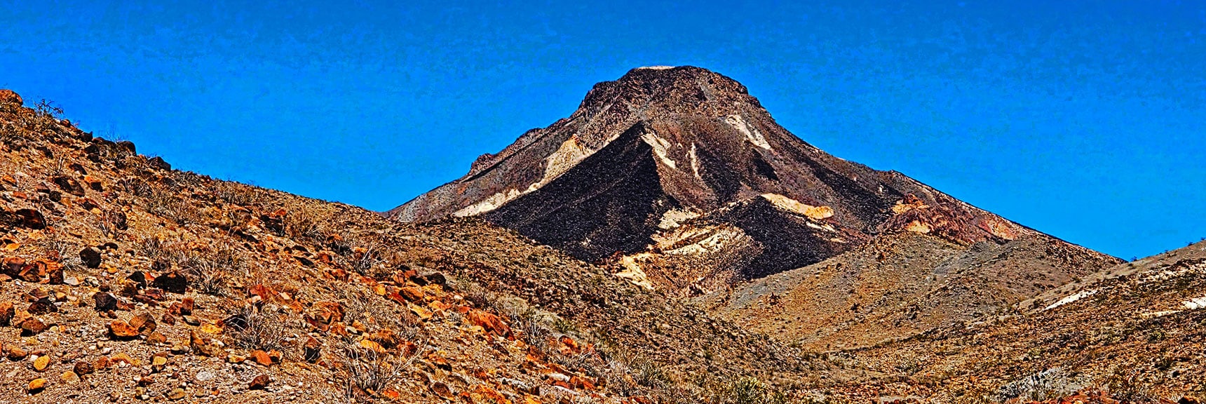 Peak 2720 Beautifully Framed Through Its Southern Approach Gully | Peak 2720 aka Calicone Peak | Eldorado Wilderness, Nevada