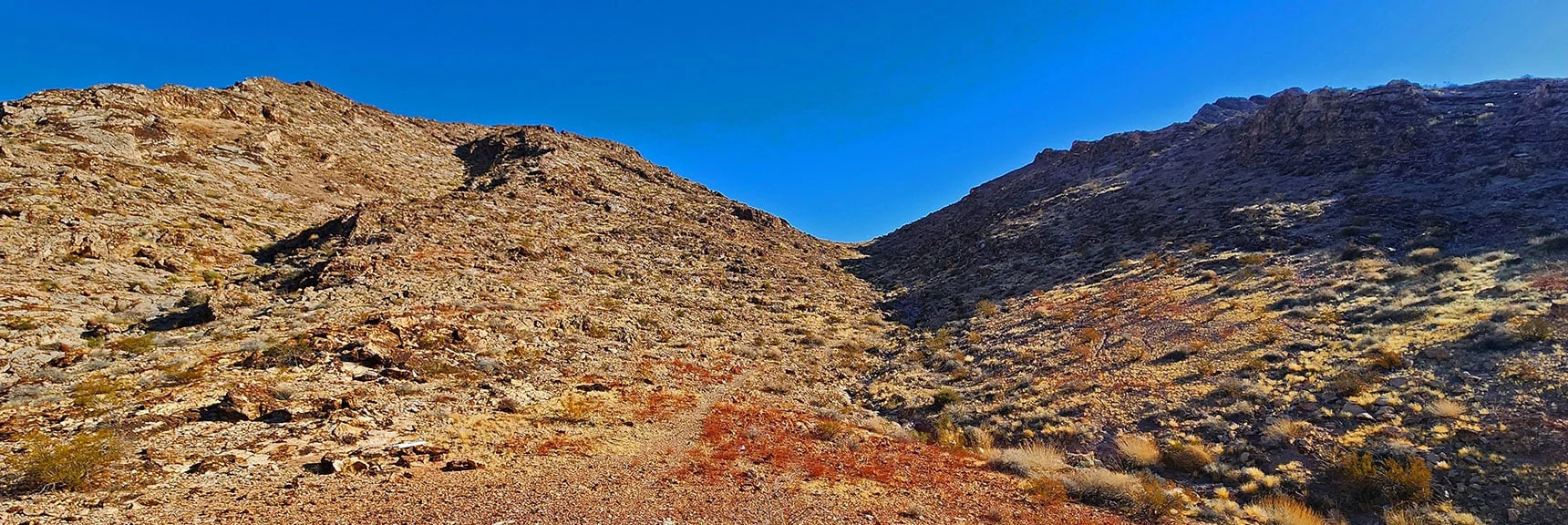 Heading Up the First Gully to Its Saddle | Sunrise Mountain Near Lake Mead National Recreation Area | Las Vegas Metro & Surrounding Areas, Nevada