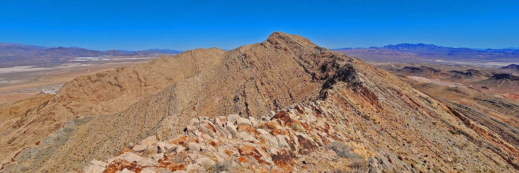 View of Saddle from Southern to Northern Summit | Sunrise Mountain | Lake Mead Area, Nevada