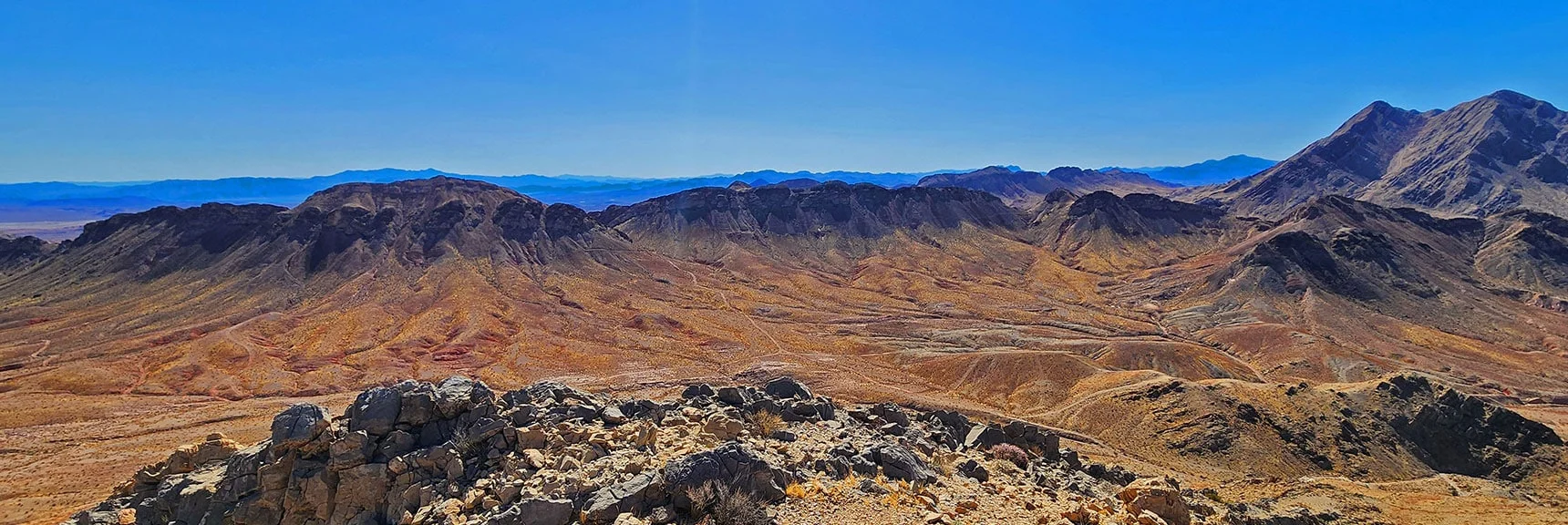 View East Across Baseline Valley to Next Ridgeline and Distant Mountains | Sunrise Mountain Near Lake Mead National Recreation Area | Las Vegas Metro & Surrounding Areas, Nevada