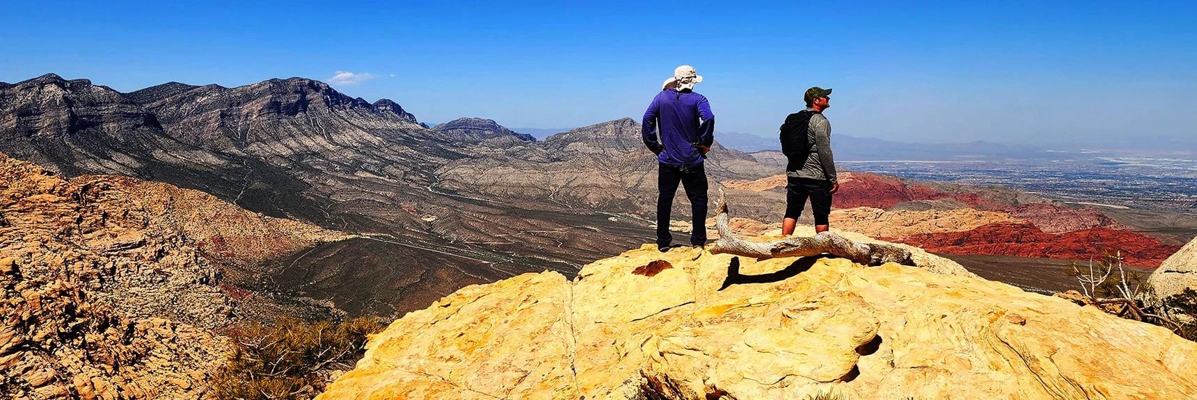 John & Gregg View La Madre Mts., Red Rock Canyon and North Vegas Valley | Bridge Mountain | Rainbow Mountain Wilderness, Nevada