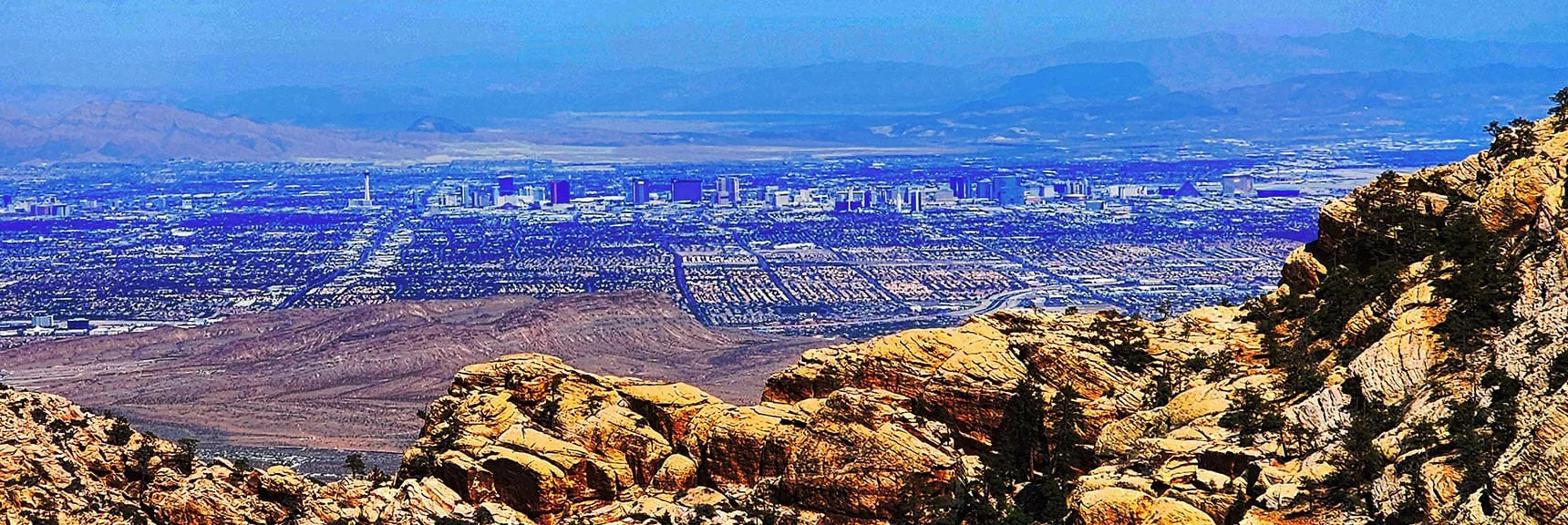 Las Vegas Strip Below. | Bridge Mountain | Rainbow Mountain Wilderness, Nevada