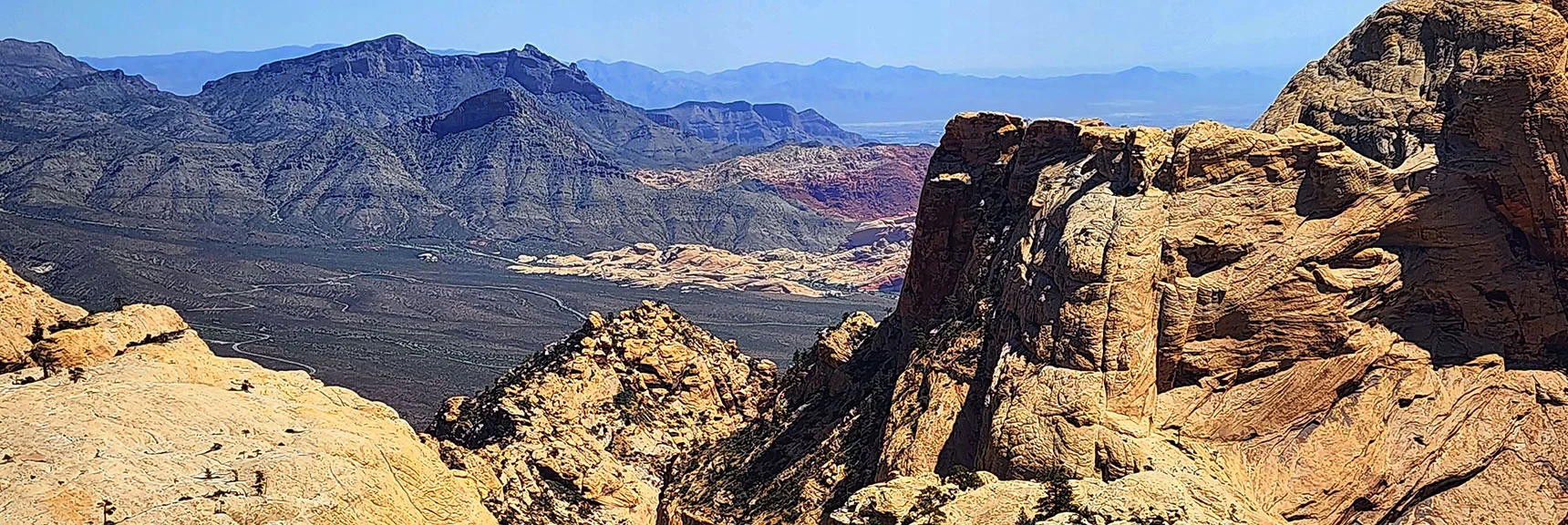 Red Rock Canyon and North Side of Bridge Mt. from Descent Ridge | Bridge Mountain | Rainbow Mountain Wilderness, Nevada