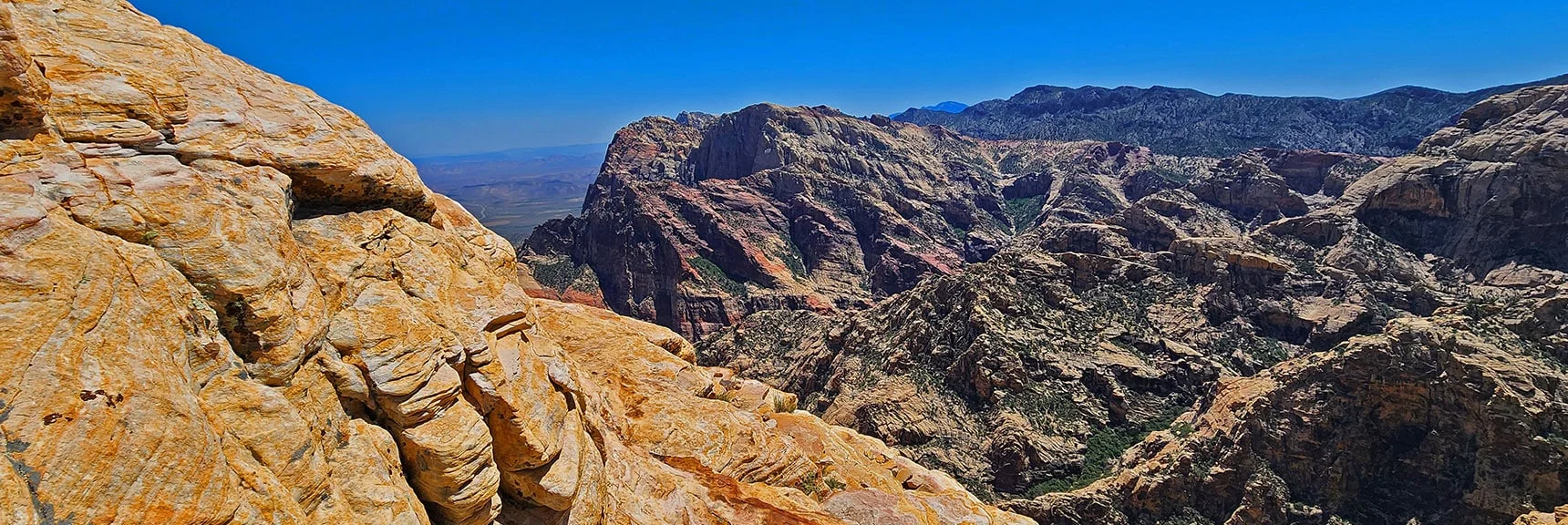 View Toward Rainbow Mt. from Bridge Mt. Arch Plateau. Note Steep Descent Below. | Bridge Mountain | Rainbow Mountain Wilderness, Nevada