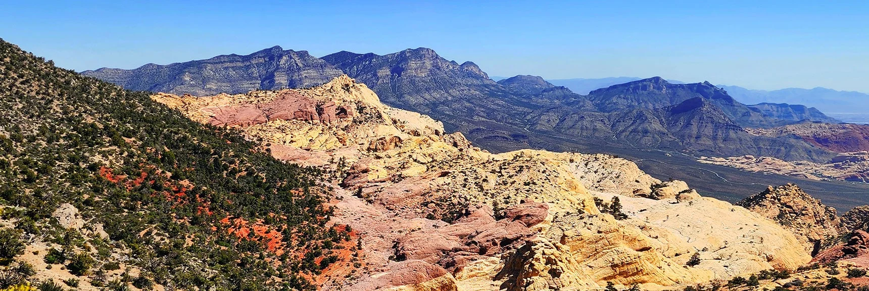 North Sandstone Peak Area, La Madre Mts. Background from Descent Ridge | Bridge Mountain | Rainbow Mountain Wilderness, Nevada