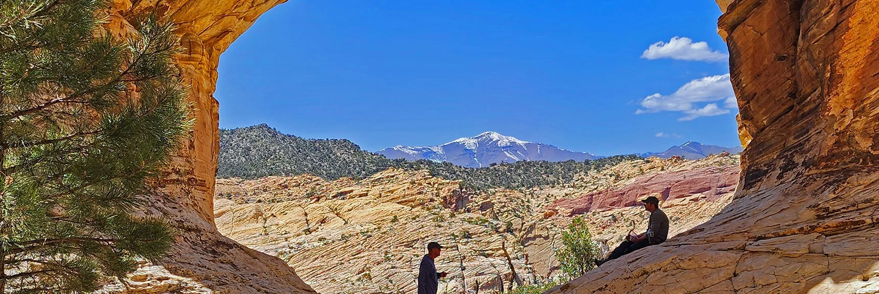 Griffith Peak Framed Through the Arch (Harris Mt. to the Right) | Bridge Mountain | Rainbow Mountain Wilderness, Nevada
