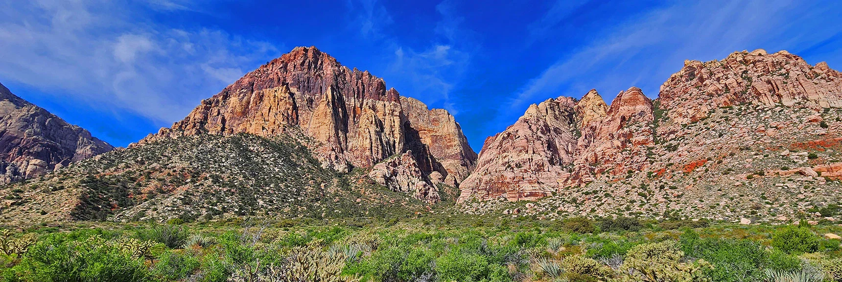 Approaching Juniper Canyon. Route Along Upper Right Side of Wash | Juniper Peak Summit | Rainbow Mountain Wilderness, Nevada
