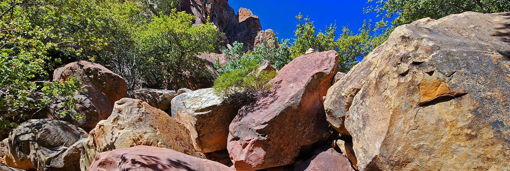 Bouldering Begins. Cairns (atop boulders) May Help Guide the Way. | Juniper Peak Summit | Rainbow Mountain Wilderness, Nevada