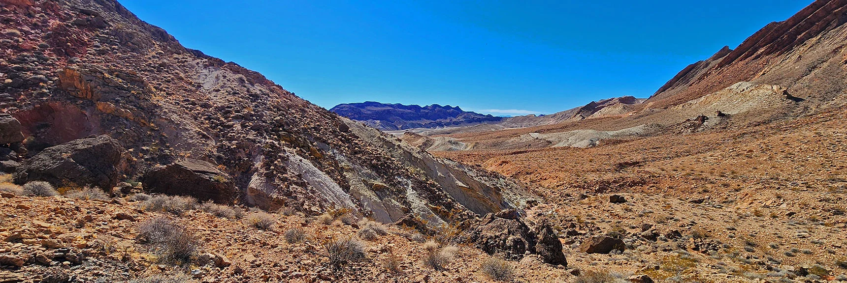 View Down Wash You Ascended from Anniversary Mine Rd. | Anniversary Ridge | Muddy Mountains Wilderness, Nevada