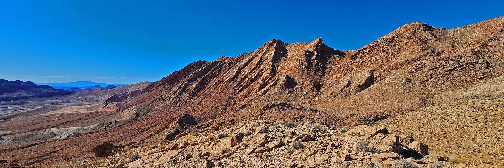 View Back to SW End of Anniversary Ridge at Anniversary Mine Rd | Anniversary Ridge | Muddy Mountains Wilderness, Nevada