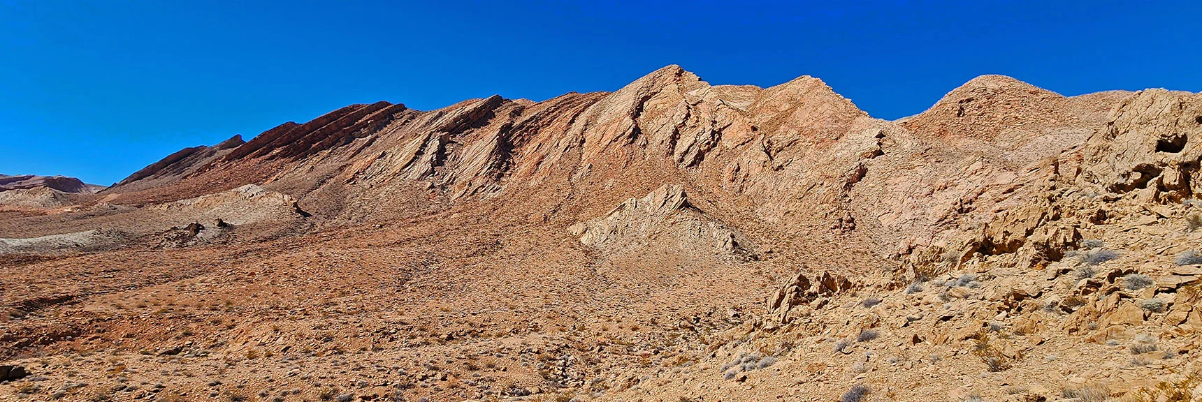 View Southwest Down Anniversary Ridge Toward Anniversary Mine Rd. | Anniversary Ridge | Muddy Mountains Wilderness, Nevada