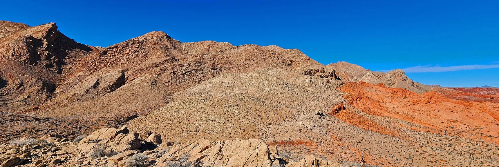 Continue North to Connect with Anniversary Ridge to Right of Layering | Anniversary Ridge | Muddy Mountains Wilderness, Nevada