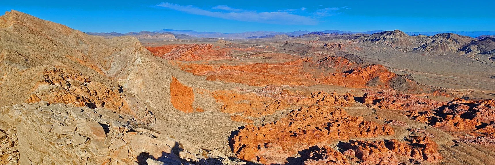 View Across South & North Bowl of Fire Along Base of Anniversary Ridge | Anniversary Ridge | Muddy Mountains Wilderness, Nevada