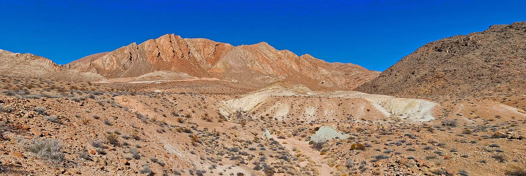 Circle Around Left Side of Darker Hills, Then Up to Lighter Ridgeline. | Anniversary Ridge | Muddy Mountains Wilderness, Nevada