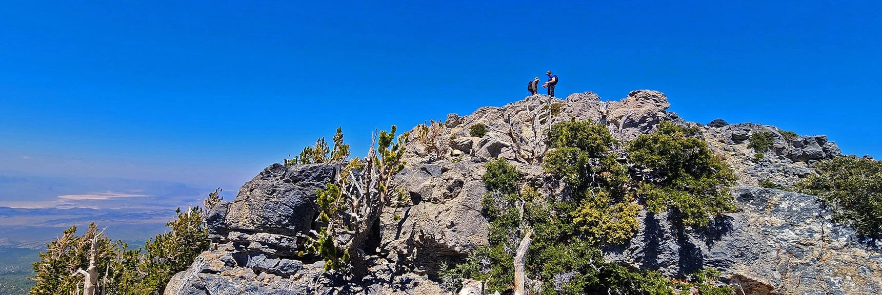Having Rounded Summit, Now Ascend East Side. John & Greg on Summit | Sisters South to the Sisters North | Mt. Charleston Wilderness | Spring Mountains, Nevada