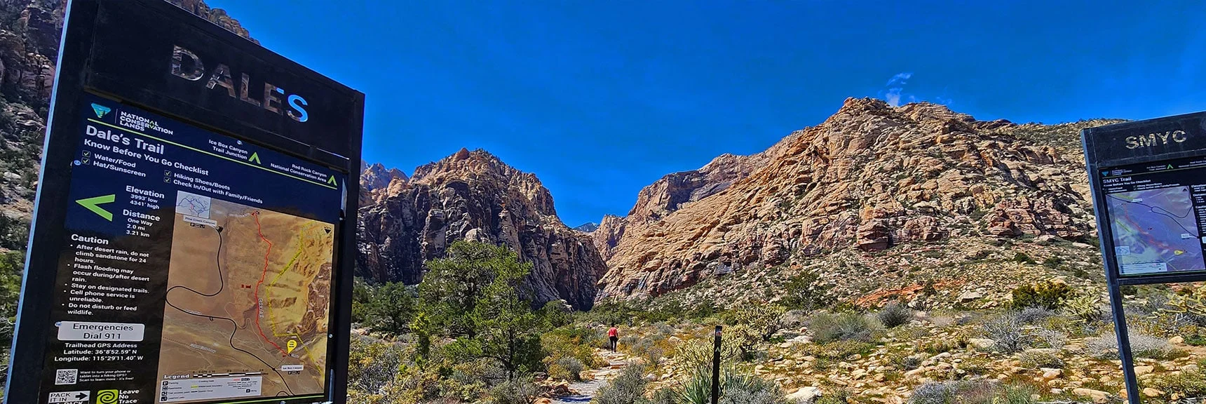 SMYC Trail Continues North Toward Willow Spring. View Up Ice Box Canyon | Dales Trail | Red Rock Canyon National Conservation Area, Nevada | David Smith | LasVegasAreaTrails.com